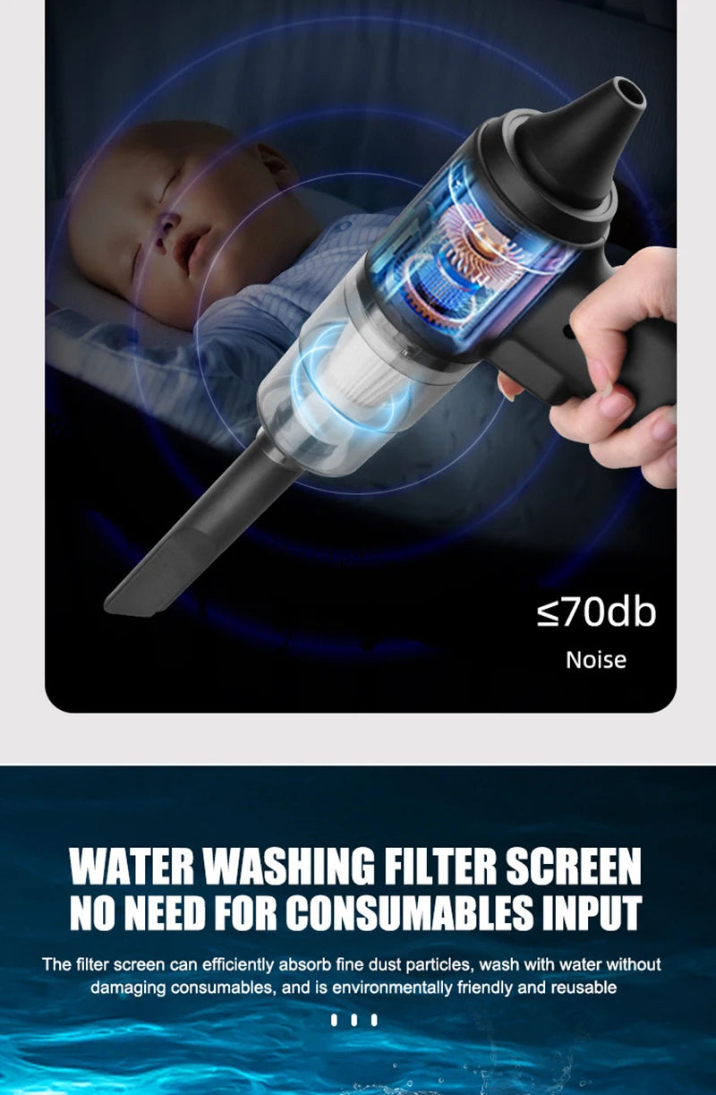 Aspirador Inalámbrico Xiaomi 120W - 29000PA Portátil para Coche y Hogar Recargable