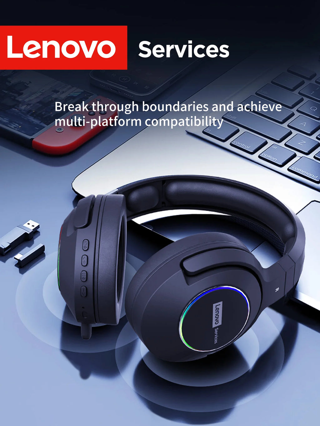 Auriculares Gaming Lenovo E10 Bluetooth 2.4G - 3 Modos de Conexión