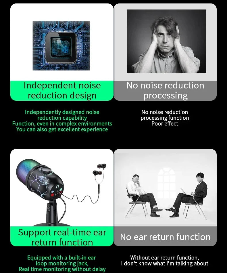 Micrófono Xiaomi Podcast con LED - Reducción de Ruido para PC y Estudio