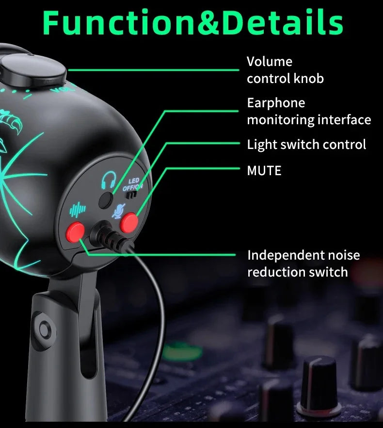Micrófono Xiaomi Podcast con LED - Reducción de Ruido para PC y Estudio
