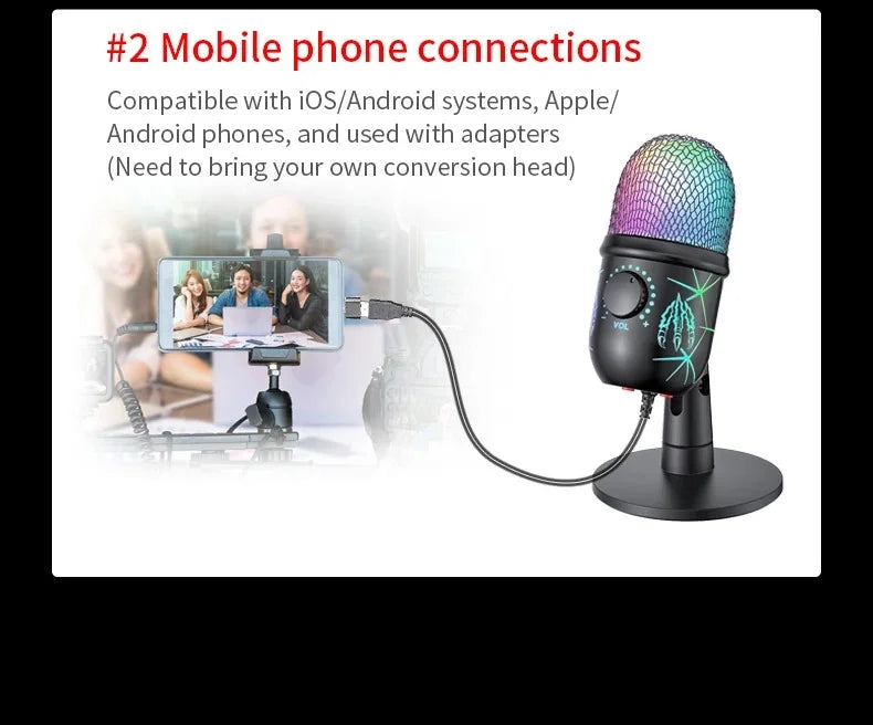 Micrófono Xiaomi Podcast con LED - Reducción de Ruido para PC y Estudio