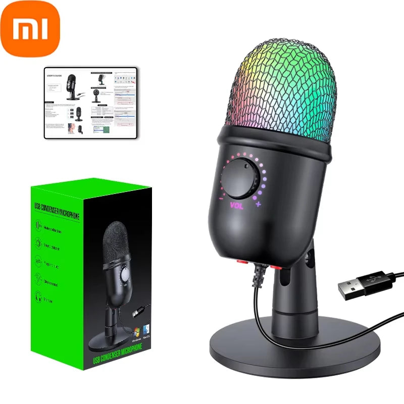 Micrófono Xiaomi Podcast con LED - Reducción de Ruido para PC y Estudio