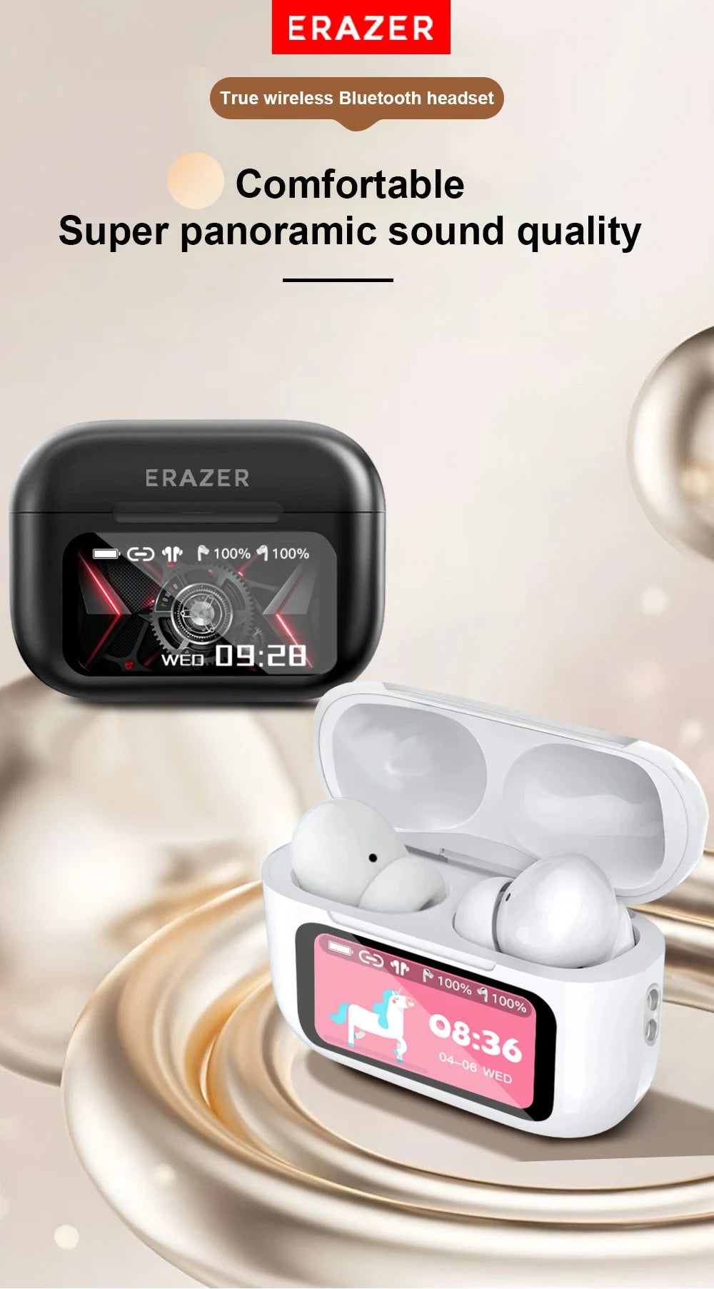 Auriculares Lenovo ERAZER Airs Pro Bluetooth - Pantalla Táctil y ANC