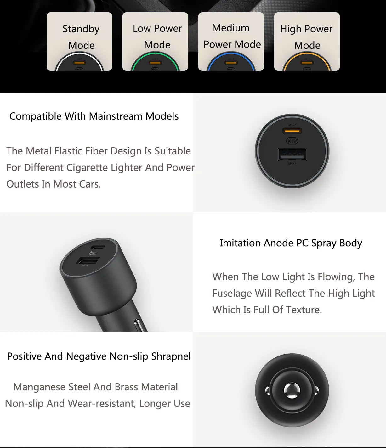 Cargador Xiaomi Original para Coche 100W - Doble USB-A/USB-C Carga Rápida