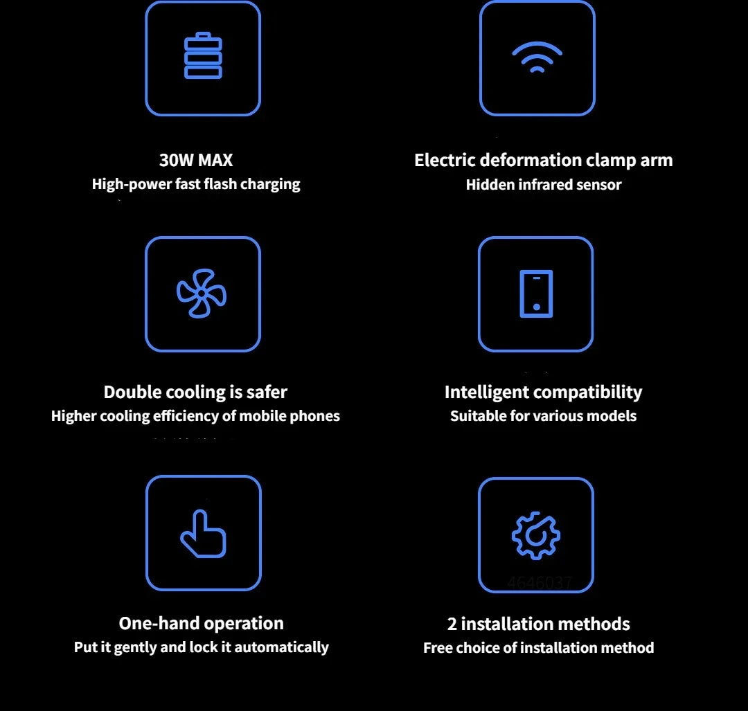 Cargador Inalámbrico Xiaomi para Coche 30W - Carga Rápida con Soporte