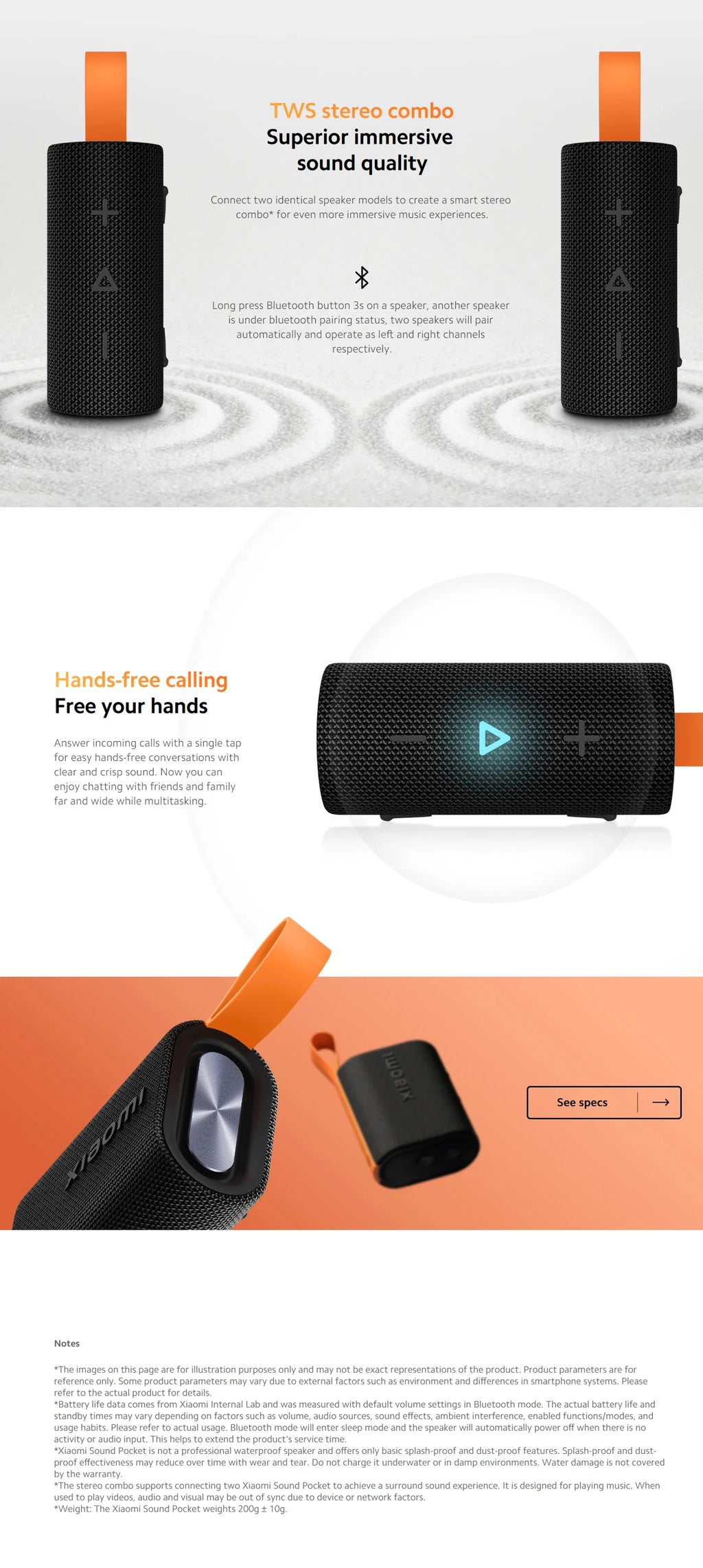 Altavoz Portátil Xiaomi Sound Pocket Bluetooth 5.4 - IP67, 10h Batería, TWS