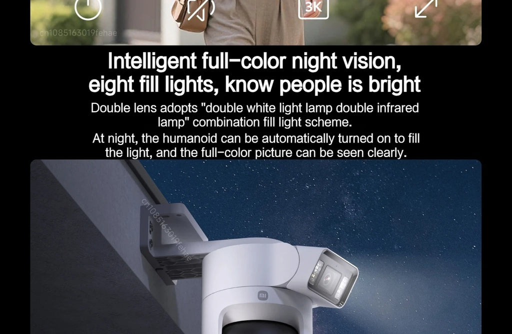 Cámara Exterior Xiaomi Outdoor 4 Doble Lente 5MP 3K - IP66, Seguimiento y Visión Panorámica